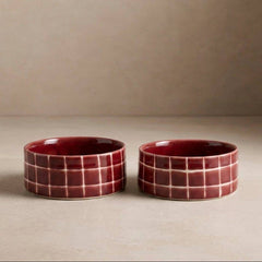 Pool Stoneware Pet Bowls 14cm, 2pcs, Burgundy
