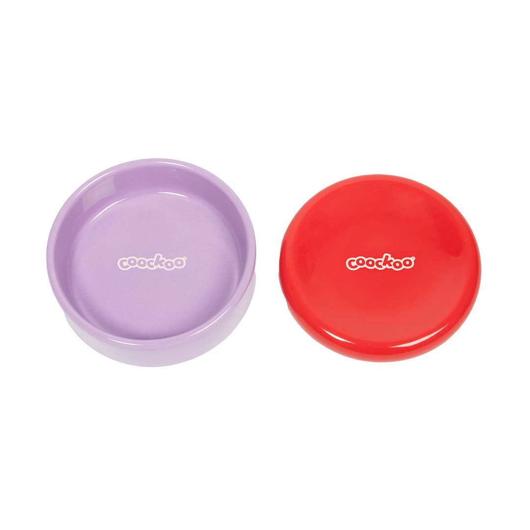 Coockoo Funky Feeding - ruoka - ja juomakuppi, punainen ja violetti