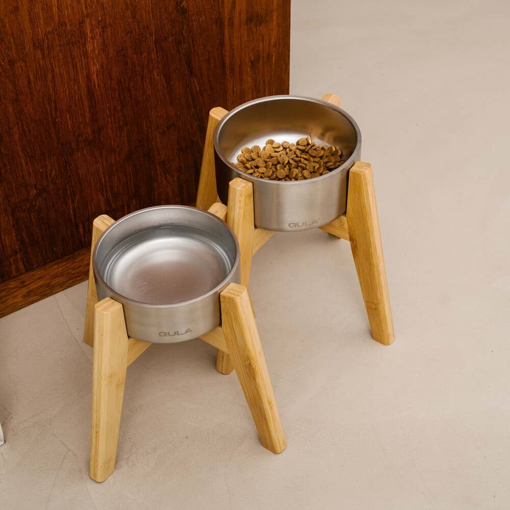 GULA DOG CARE Koiran ruokakuppiteline, bambu